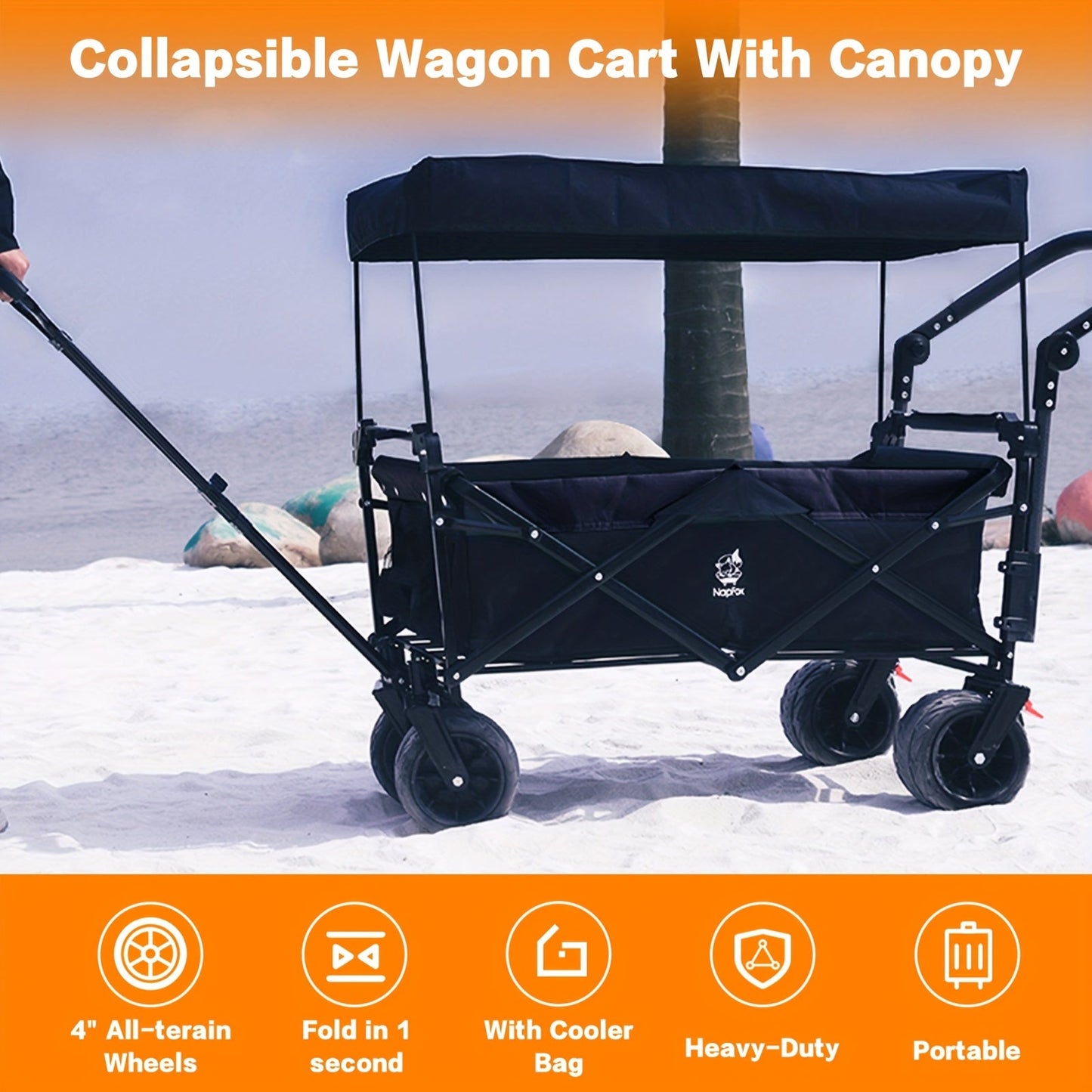 Folding Wagon Cart for Garden, Patio and Yard Use, with the Listed Configuration, for Everyday Use and Organized Storage