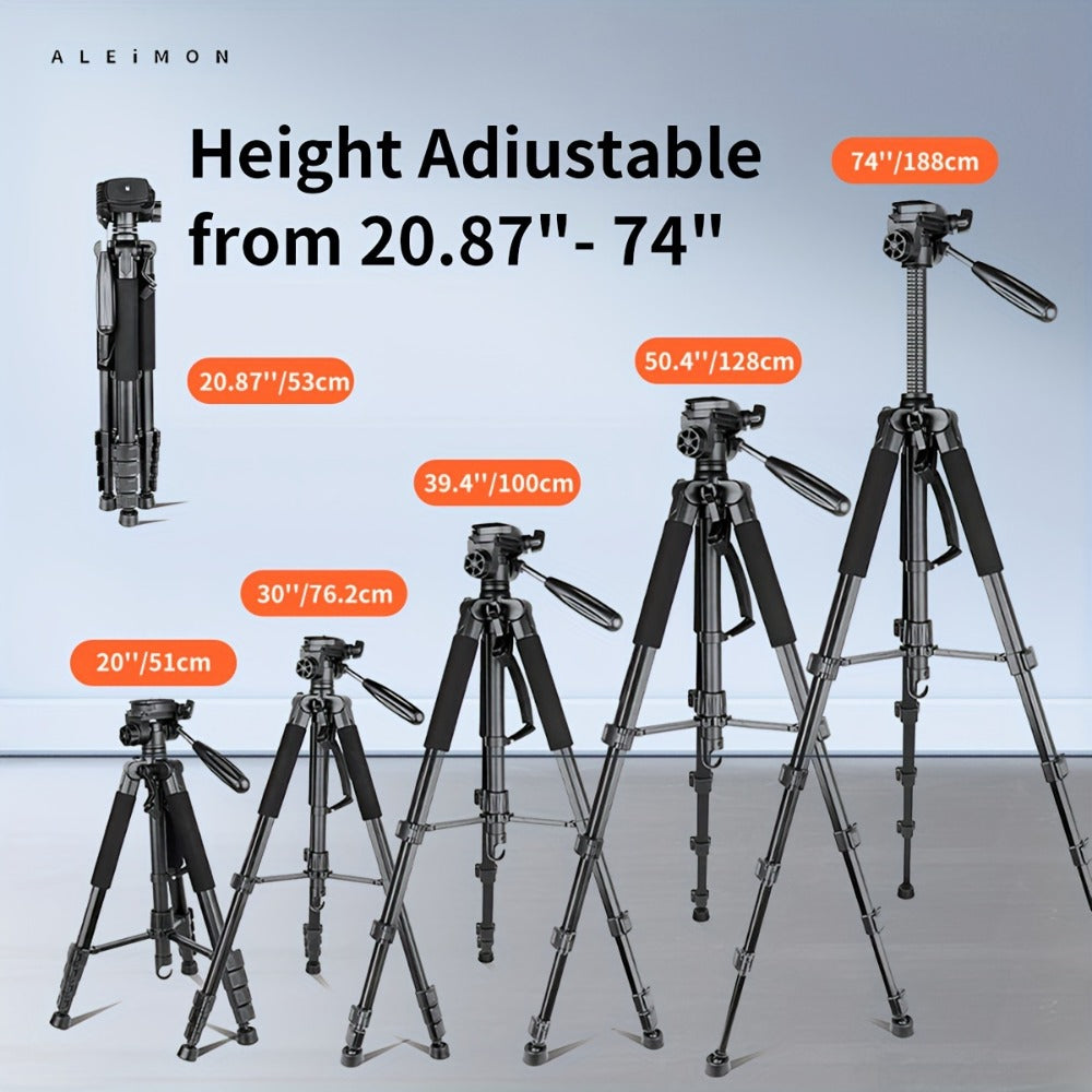 Aluminum Tripod 74 Inch Red 3-Section, ALEiMON 188cm Adjustable Camera Stand with Tote Bag for DSLR