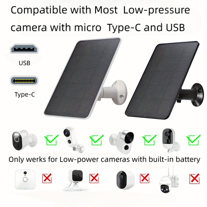 Solar Panel Charger for Security Camera 7W 360° Adjustable USB-C Micro USB Outdoor Continuous for an Everyday Personal Care Routine