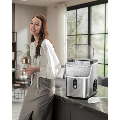 Countertop Ice Maker with 26 lb Bullet or 35 lb Nugget Ice Options, Basket, Scoop and Four Colors