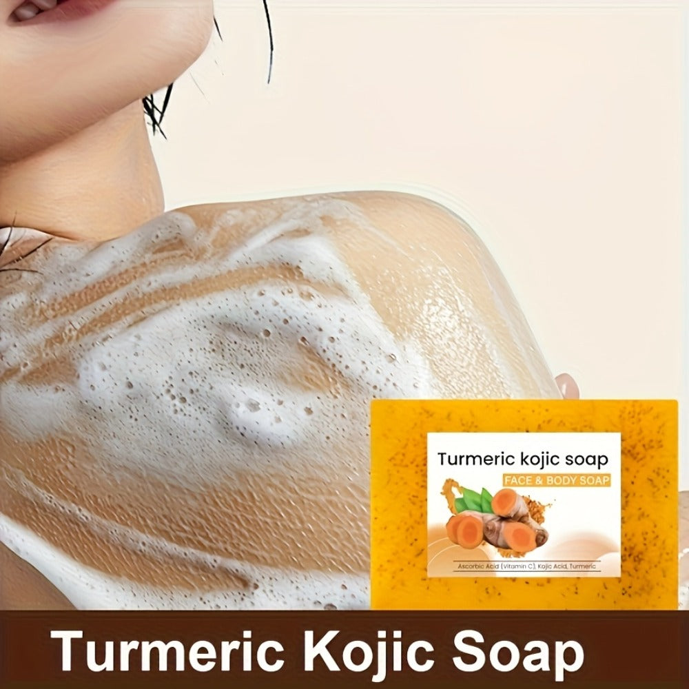 Turmeric Vitamin C Facial Cleansing Kit Face Wash Foam Soap Bars Set Nourishing Gentle for Bath Time, Home Spa and Personal Care