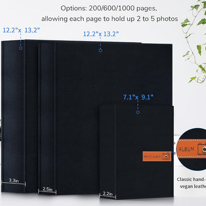 Photo Album 4x6 200 & 1000 Pockets with Label – Linen Hardcover Memory Book for Wedding, Baby, Travel, Anniversary