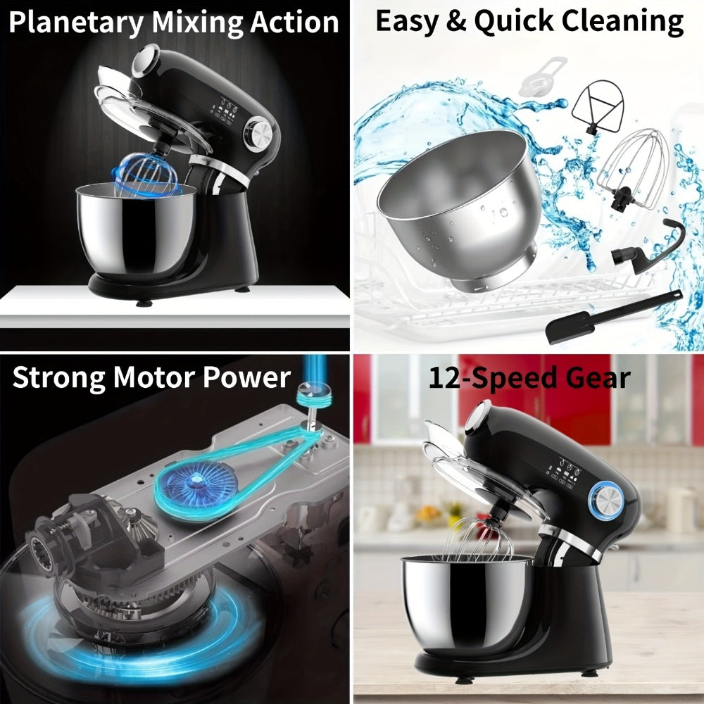 Bowl-Lift Stand Mixer 5.5 Qt 4-in-1 Electric Vertical Mixer 350W 12-Speed with Pulse for Entryways, Bedrooms and Living Spaces