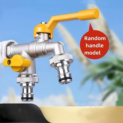 Garden Hose Faucet Dual Outlet Stainless | Outdoor Spigot Sprinkler