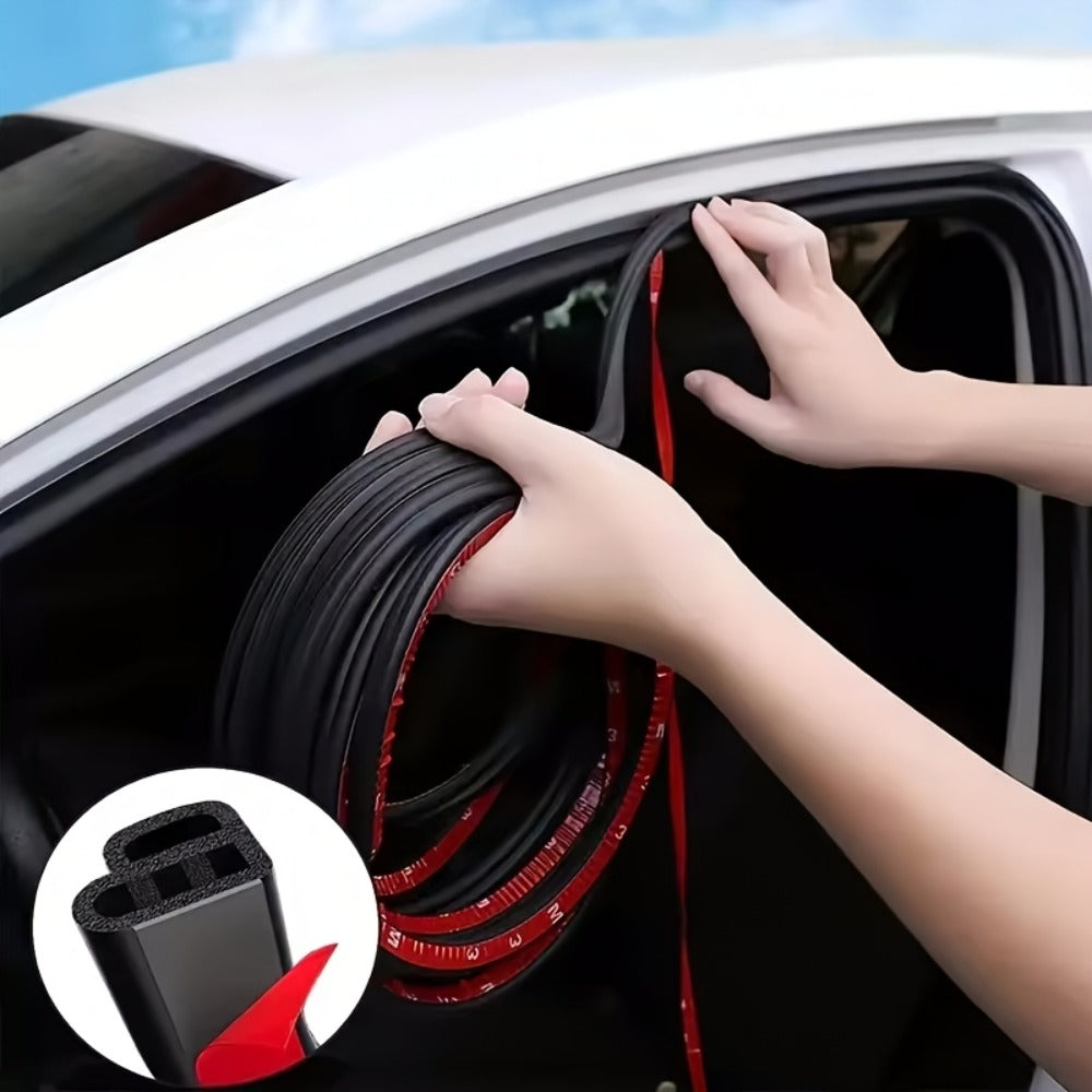 Car Door Seal Strip – 16.73ft Universal Self-Adhesive Rubber Weatherstrip for Noise Reduction & Sound Insulation, Fits Cars, Trucks