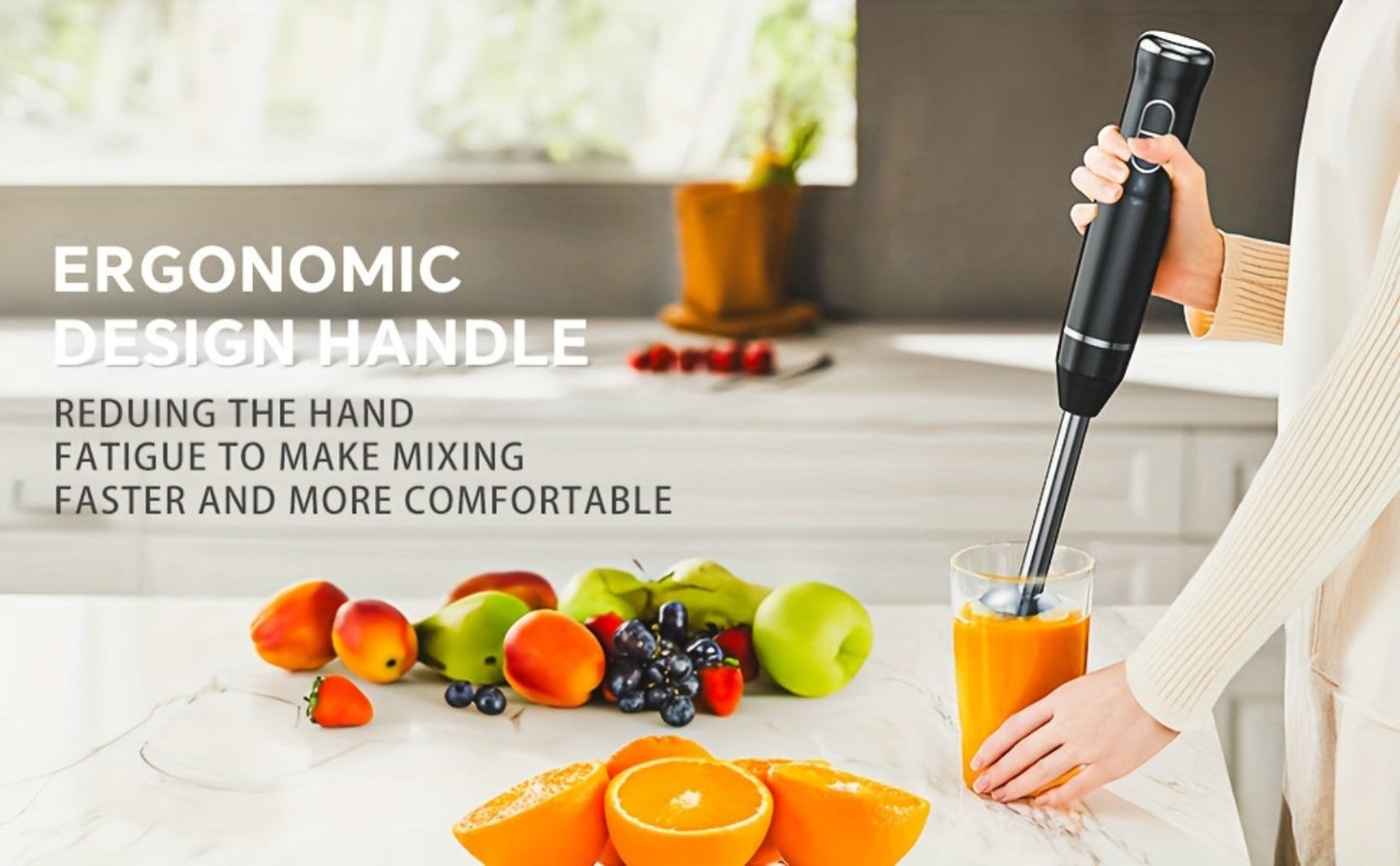 400W Immersion Blender with Two-Button Control, Detachable Shaft and 38 cm Black Handheld Body