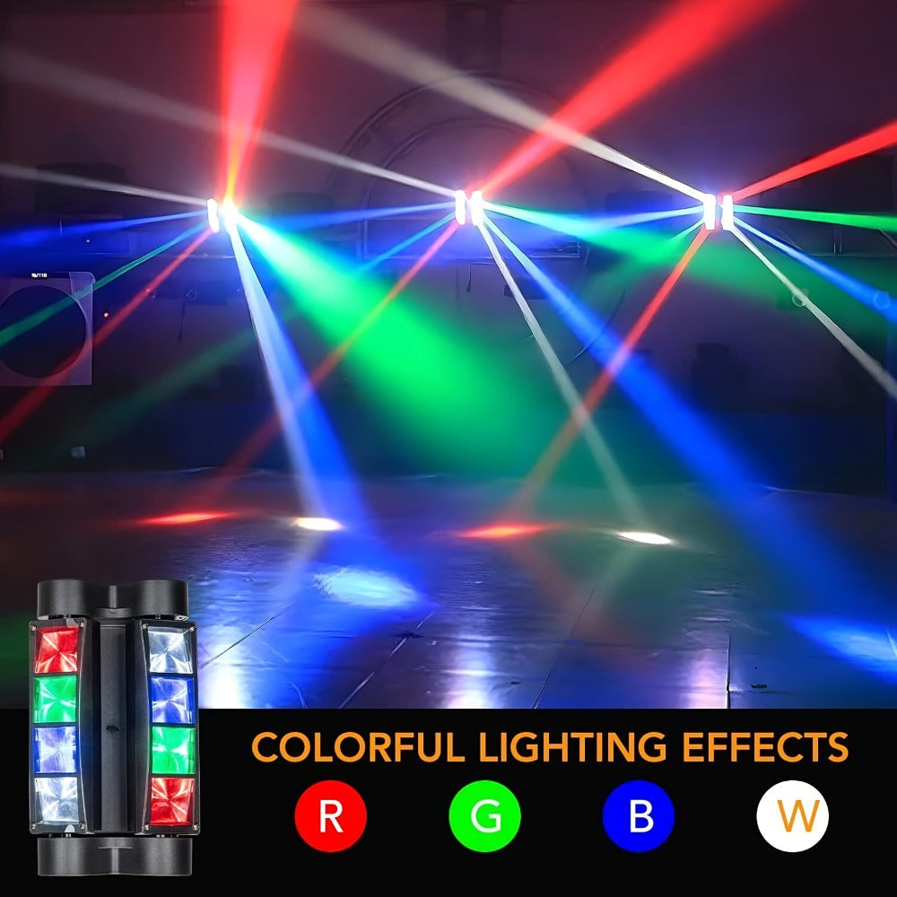 LED Spider Moving Head Stage Light 8x3W DJ Disco Party Light Sound Activated DMX-512 Control for Entryways, Bedrooms and Living Spaces