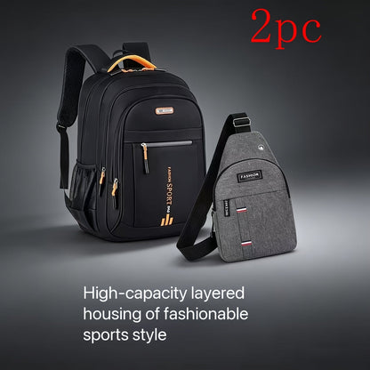 Business Travel Backpack for Men – Large Capacity Durable Nylon, Multi-Compartment, Adjustable Shoulder Straps