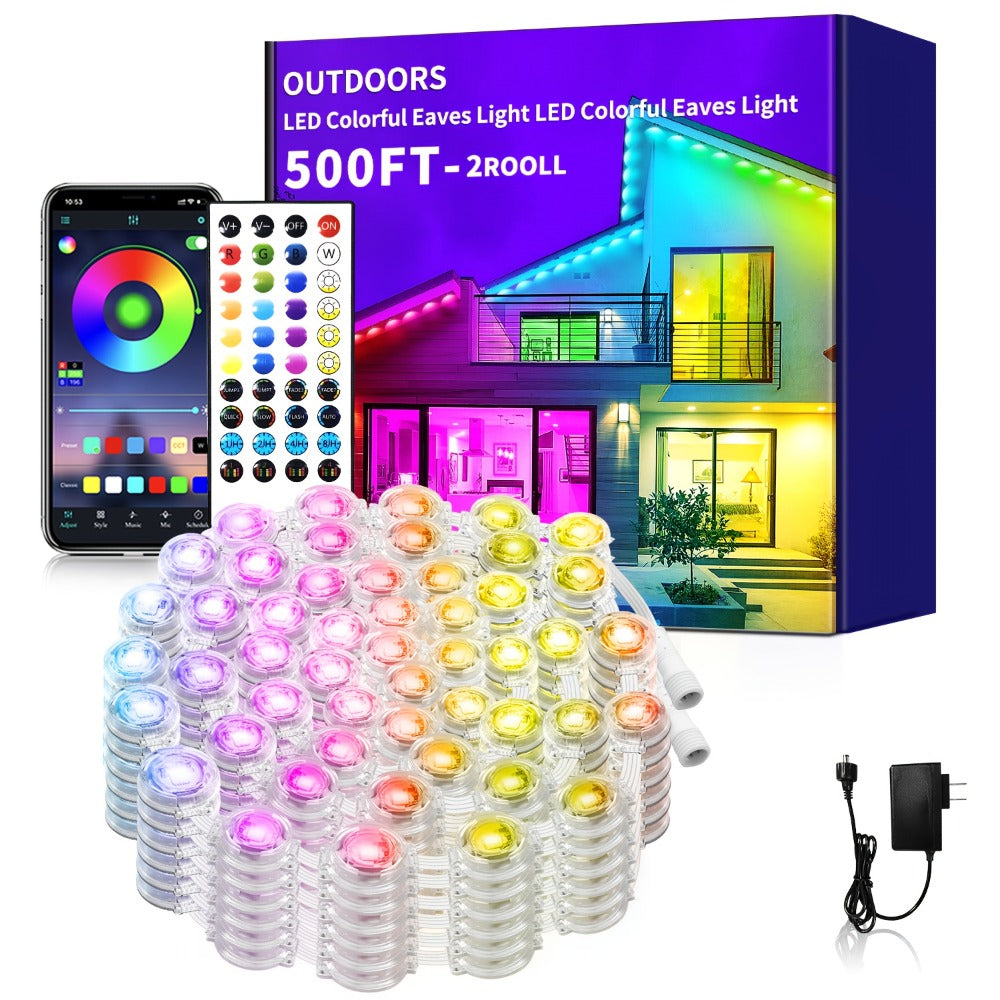 Permanent Eave Lights RGB Outdoor 200FT - Music Sync, Scene Modes, App Controlled Under Eave LED Lighting for House Exterior