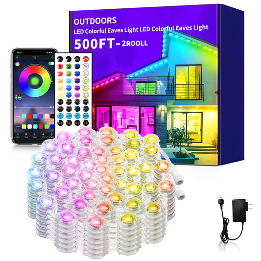 Permanent Eave Lights RGB Outdoor 200FT - Music Sync, Scene Modes, App Controlled Under Eave LED Lighting for House Exterior