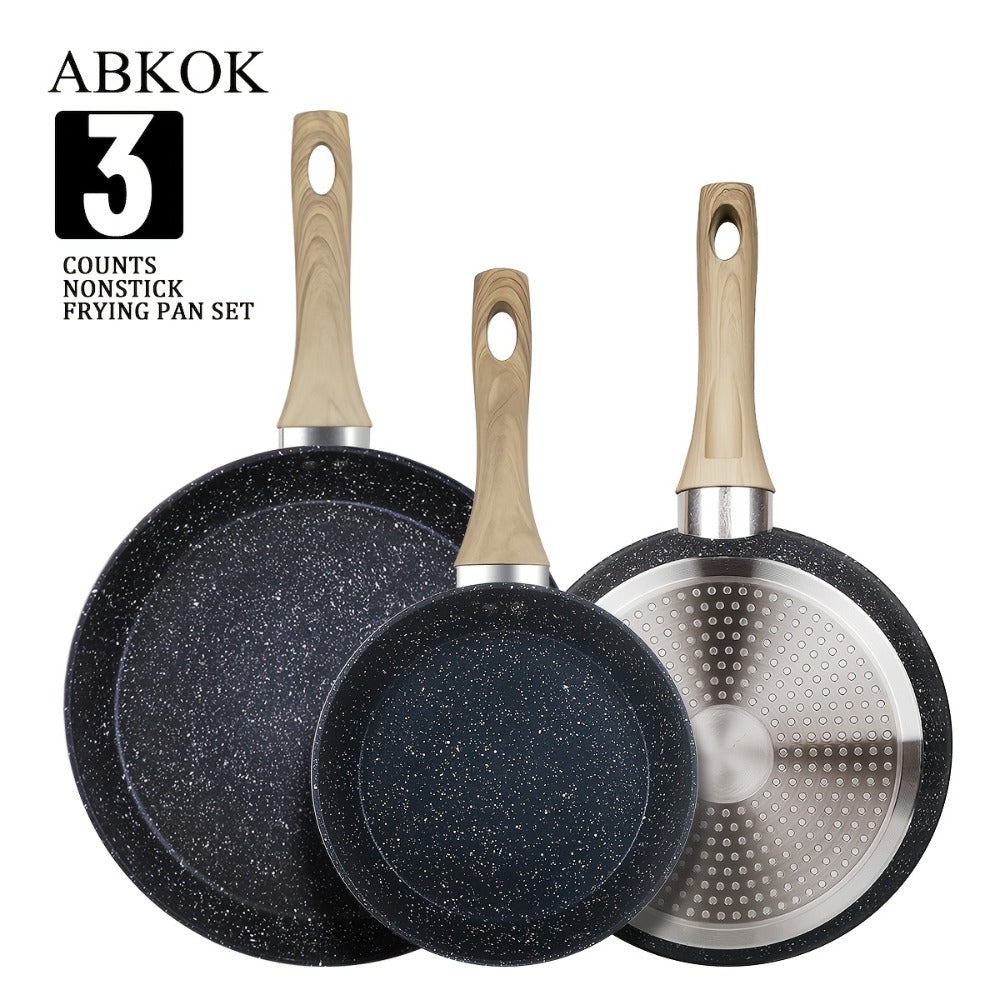 Non-Stick Frying Pan Set 3-Piece 7 9.5 11 Inch, Skillet Set with Insulated Handle for Home Cooking, Dining and Outdoor Meals