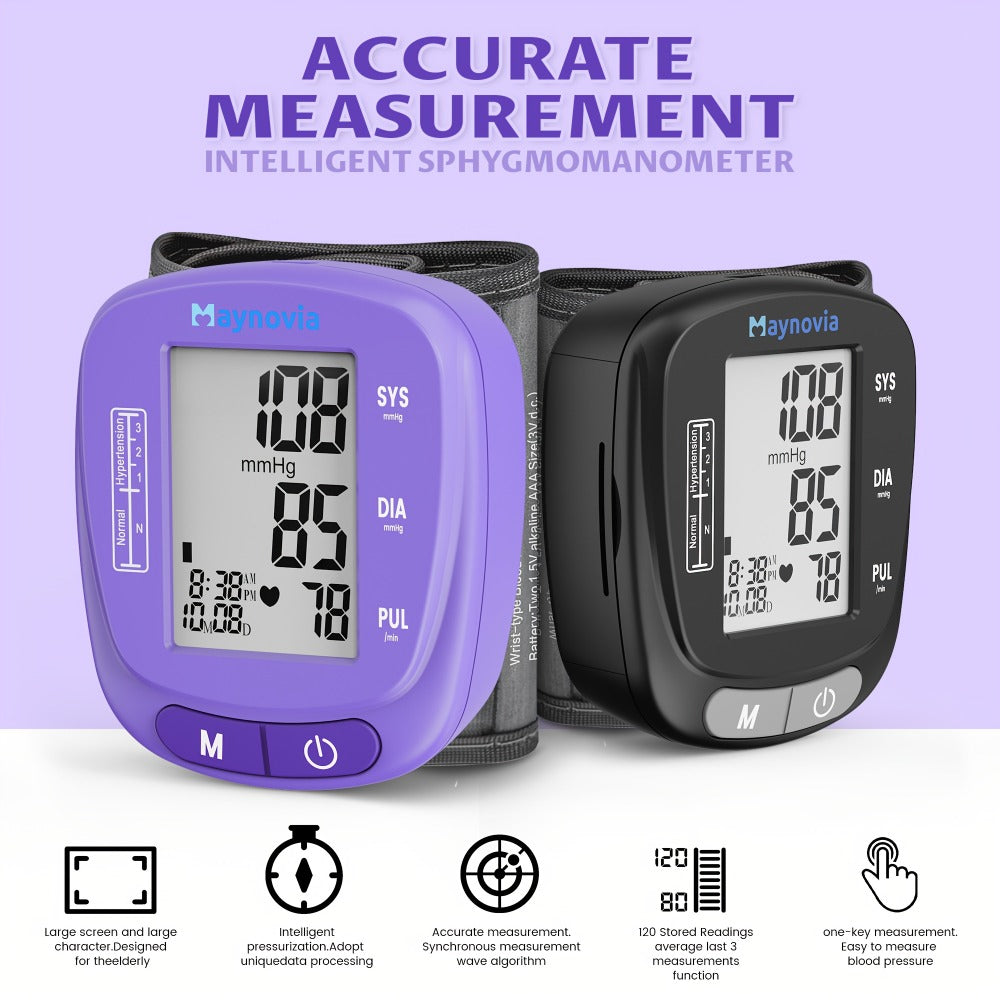 Blood Pressure Monitor Wrist Cuff with Oximeter Fingertip, Digital BP Machine Home Use, 120 Memory