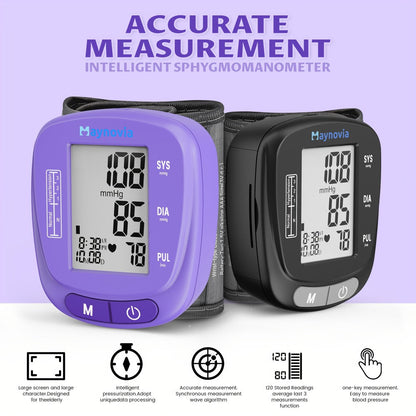 Blood Pressure Monitor Wrist Cuff with Oximeter Fingertip, Digital BP Machine Home Use, 120 Memory