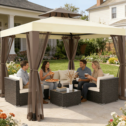 Gazebo Tent 10x10 FT Mosquito Netting Quick Setup Outdoor Canopy for Garden, Yard and Pest Management