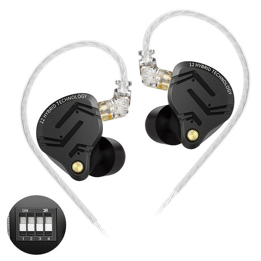 KZ ZS12 PRO X In-Ear Monitor Hybrid IEM Headphones Detachable Cable Noise Cancelling for Bedside Audio, Alarms and Room Entertainment