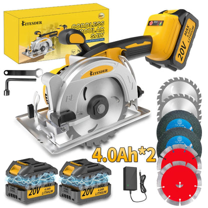 Brushless Circular Saw 5-Inch Kit 6900RPM with Battery & Charger, 45° Bevel Cut, Up to 6 Saw Blades