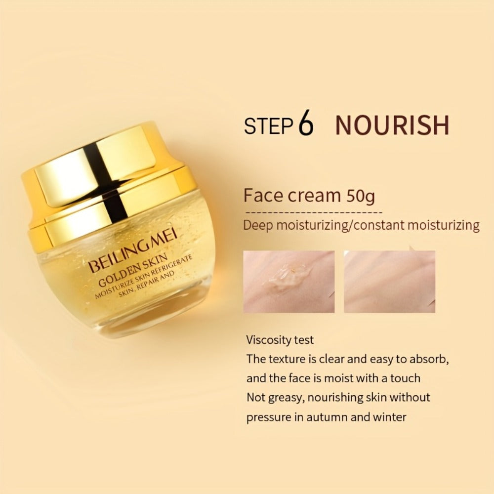 Skincare Gift Set for Women 9pcs Golden Luxury Kit, Niacinamide Collagen Hyaluronic Acid Daily Facial Care Premium Birthday Holiday Gift