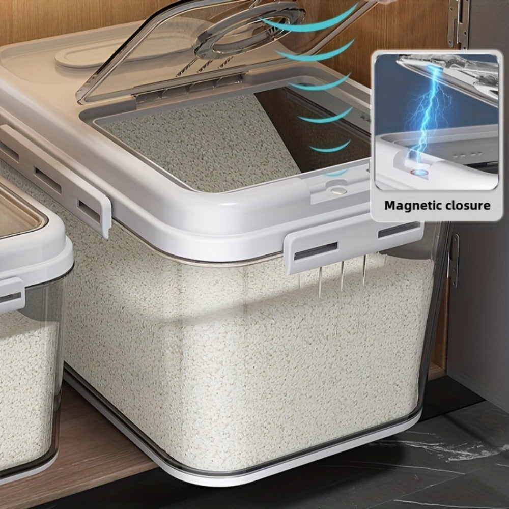 Food Storage Containers PET Rice Canister with Flip-Top Buckle Lid in 2.06- or 2.85-Gallon Sizes