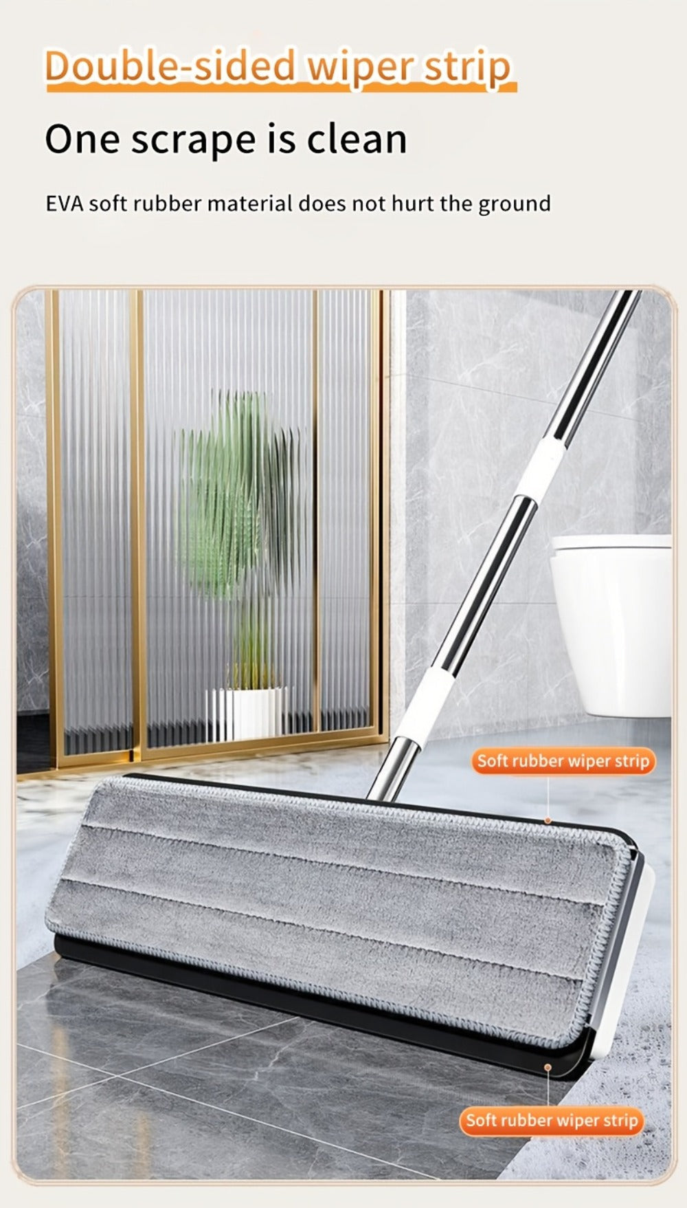 Flat Mop and Bucket Set with Metal Rod 360 Degree Swivel Head Reusable Microfiber Pads for Entryways, Bedrooms and Living Spaces