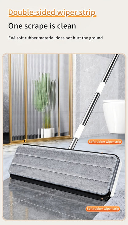 Flat Mop and Bucket Set with Metal Rod 360 Degree Swivel Head Reusable Microfiber Pads for Entryways, Bedrooms and Living Spaces