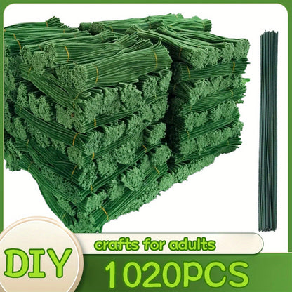 Pipe Cleaners 1020pcs Chenille Stems 20 Colors, Upgraded Thick Fuzzy Sticks with Patterned Rods for Kids Adults Teachers