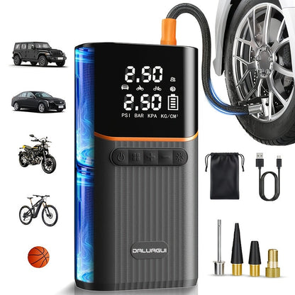 Portable Tire Inflator 150PSI 6000mAh – Digital Display Air Pump with USB Type-C Charging, Dual Safety Protection, LED Light for Car, Bike