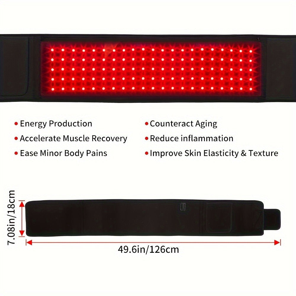 Wearable Red and Near-Infrared LED Belt, 49.6 x 7.08 Inches with Four Light Modes, Six Timers and Five Intensities