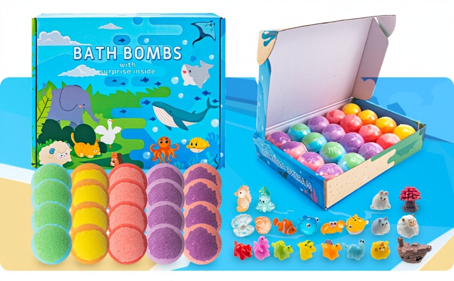 Kids Bath Bombs with Surprise Inside 20 Pack – Fizzy Bath Balls with Hidden Toy for Boys Girls Toddlers