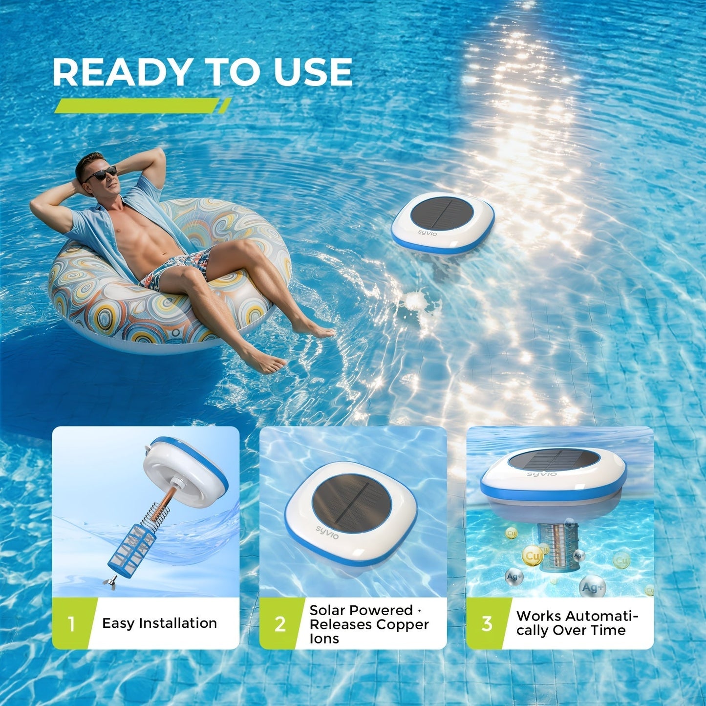 Solar Pool Ionizer for Garden, Patio and Yard Use, with the Listed Configuration, for Everyday Use and Organized Storage