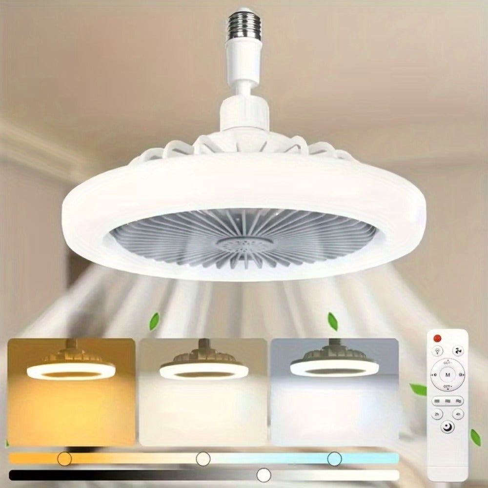 Ceiling Fan Light with Remote Control, Dimmable LED 3000-6500K, 3-Speed Fan, E26 Base, 360° Adjustable Universal Joint, Timed Night Light