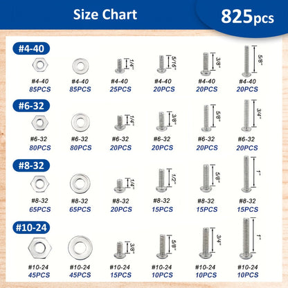 1575pcs 304 Stainless Steel Nuts and Bolts Assortment Kit for Entryways, Bedrooms and Living Spaces