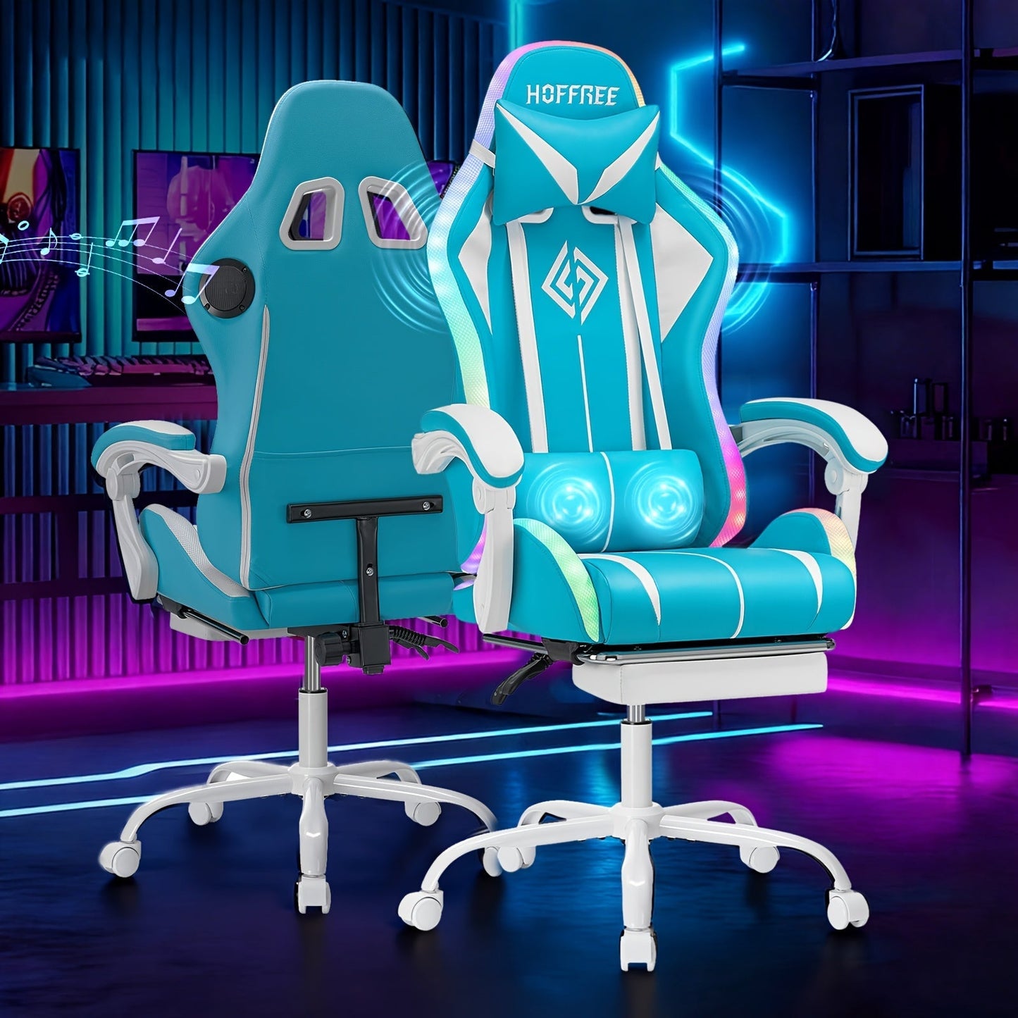 Gaming Chair shown in the White+Blue option
