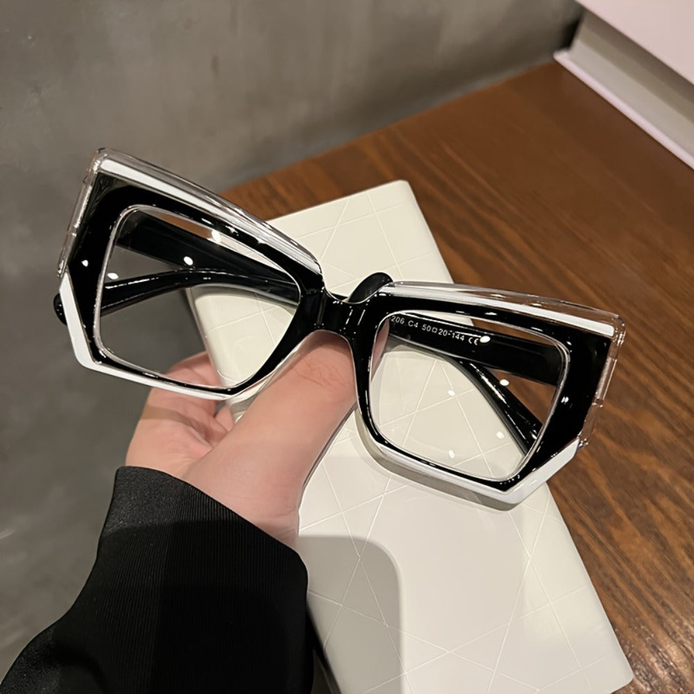 Blue Light Glasses - Blocking for Women Cat Eye Color Block Frame - Transparent PC Lens - product detail view 13