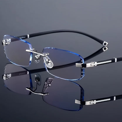 Blue Light Glasses - Blocking Men Rimless TR90 Rhinestone - Anti Retro Elegant Computer Eyewear - product detail view 13