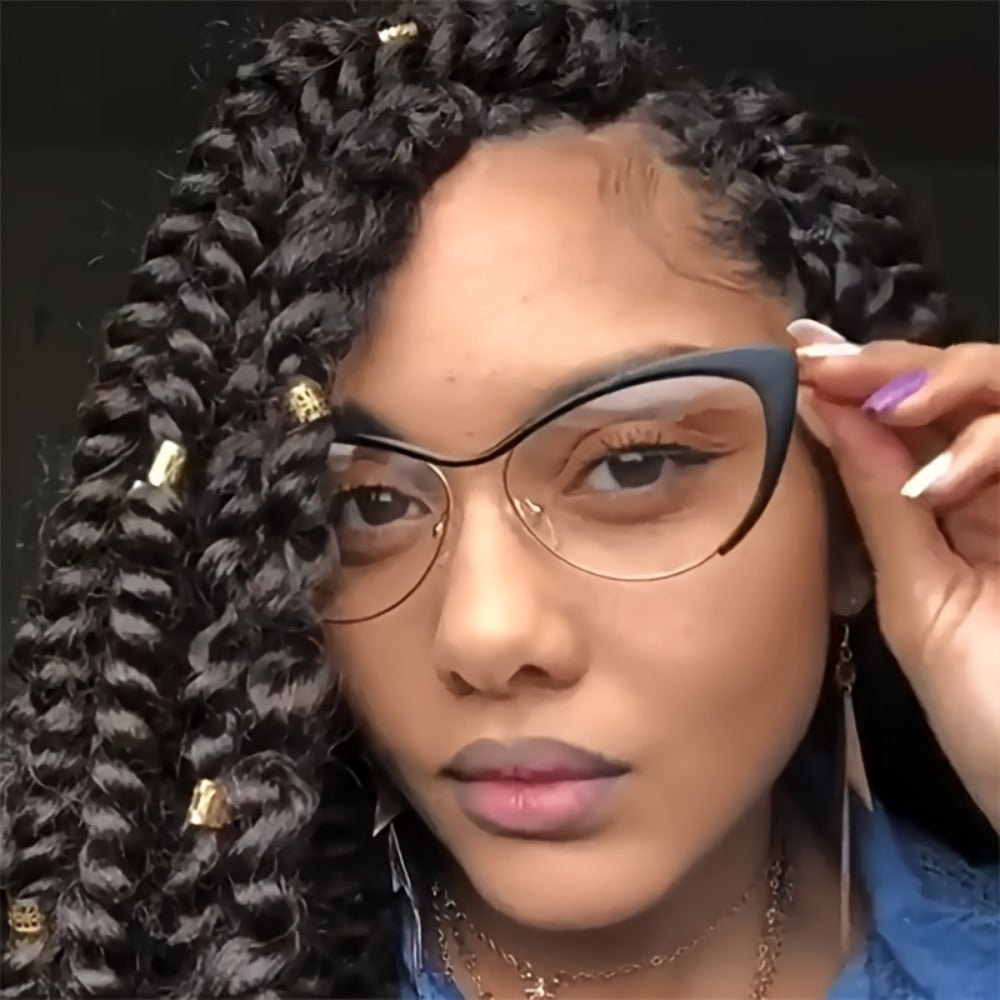 Blue Light Glasses - Cat Eye Blocking Women Retro Punk Style Luxurious Metal Frame Anti Ladies - product detail view 7