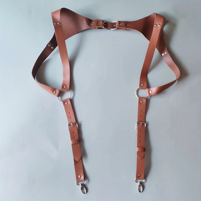 Body Harness - Leather Men Chest Strap Punk Adjustable Shoulder Armor Belt Rave Club - product detail view 12