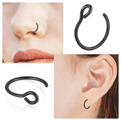 Body Jewelry - Fake Nose Rings Set Clip On Non-Piercing Faux Septum Hoop Sparkling for - product detail view 4