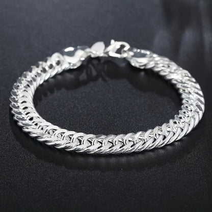 Bracelet for Men - 925 Sterling Silver Cuban Link 10mm for & Women Vintage Bohemian Style - product detail view 3