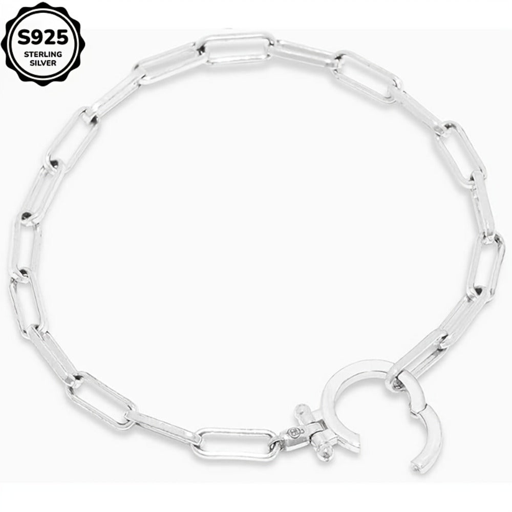 Bracelet for Women - 925 Sterling Silver Paper Clip Chain for Parker Link Iconic Buckle Elegant - product detail view 3