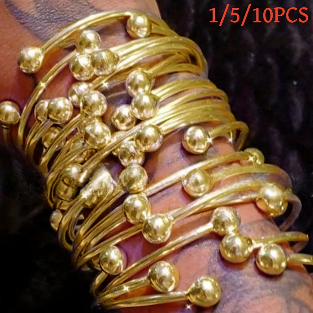 Bracelet for Women - Boho Stacking Bangles for Retro West Indian Thick Gold Ball Bangles 10mm - main product view