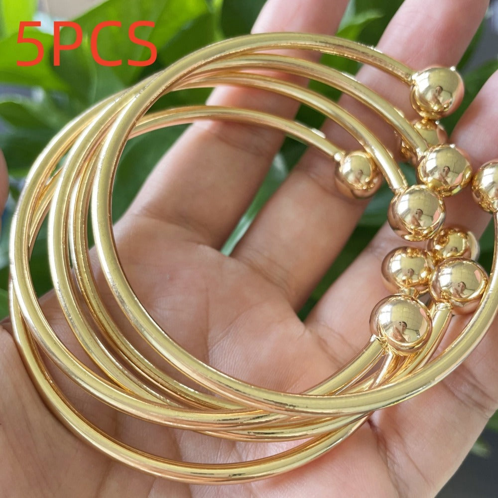 Bracelet for Women - Boho Stacking Bangles for Retro West Indian Thick Gold Ball Bangles 10mm - product detail view 4