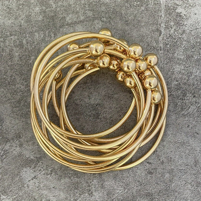 Bracelet for Women - Boho Stacking Bangles for Retro West Indian Thick Gold Ball Bangles 10mm - product detail view 6