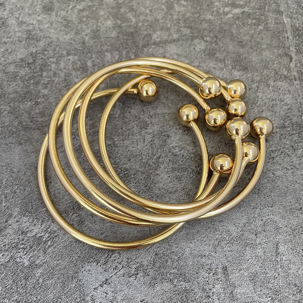 Bracelet for Women - Boho Stacking Bangles for Retro West Indian Thick Gold Ball Bangles 10mm - product detail view 7