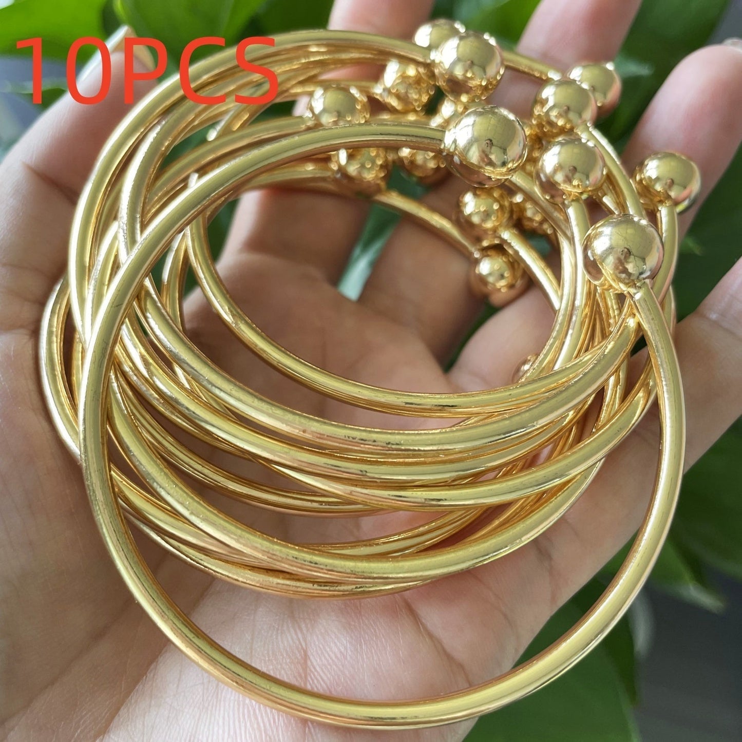 Bracelet for Women - Boho Stacking Bangles for Retro West Indian Thick Gold Ball Bangles 10mm - product detail view 13