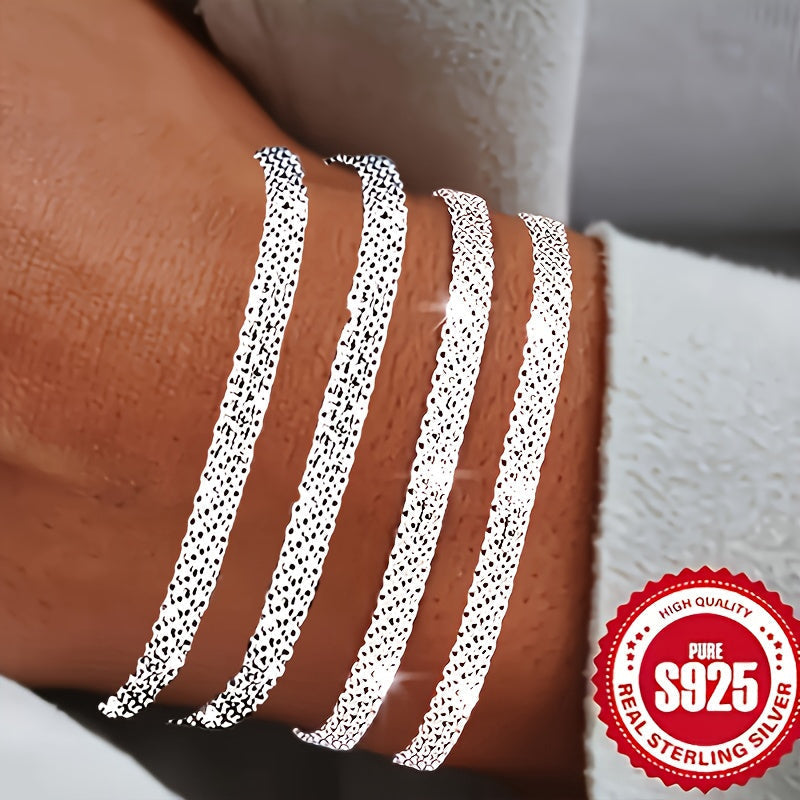 Bracelet for Women - S925 Sterling Silver Braided Set of 4 - Stackable Woven Bangle for - product detail view 6