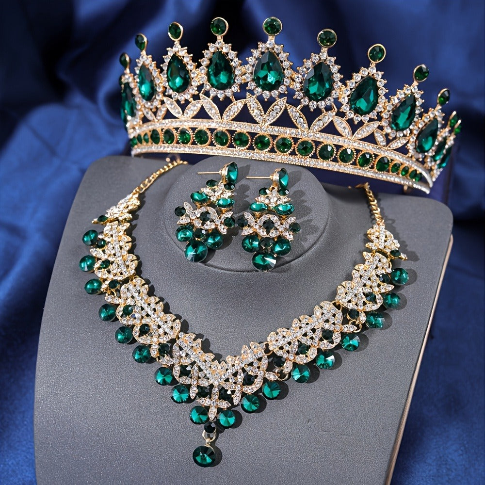 Bridal Jewelry Set - Baroque Crown Necklace and Earring 2pcs - High-End Wedding for Women - product detail view 5
