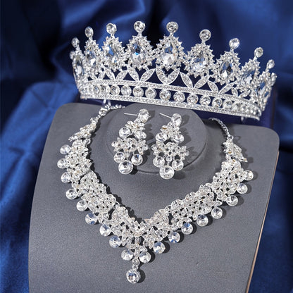 Bridal Jewelry Set - Baroque Crown Necklace and Earring 2pcs - High-End Wedding for Women - product detail view 9