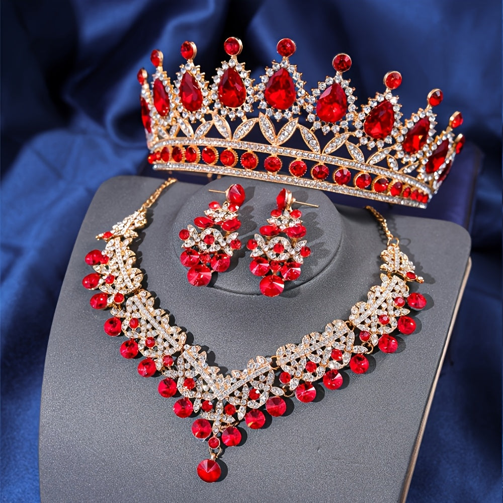 Bridal Jewelry Set - Baroque Crown Necklace and Earring 2pcs - High-End Wedding for Women - product detail view 10