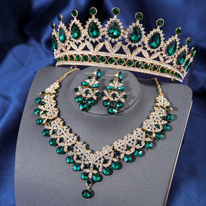 Bridal Jewelry Set - Baroque Crown Necklace and Earring 2pcs - High-End Wedding for Women - product detail view 11