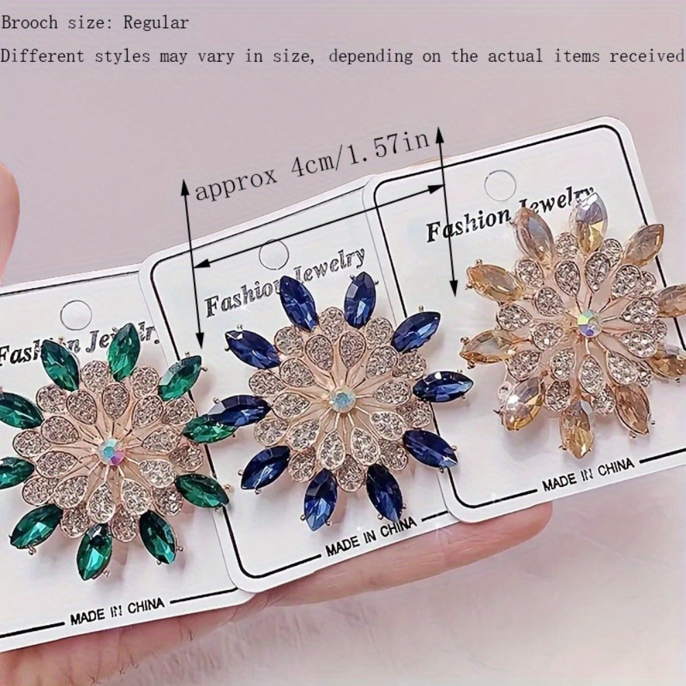 Brooch Pin - for Women 20 Pack Mixed Flower Rhinestone Crystal Faux Pearl - Elegant - product detail view 5